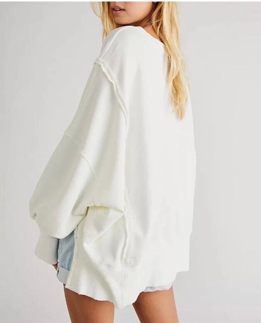 Free People We The Free Camden Sweatshirt XS White Oversized